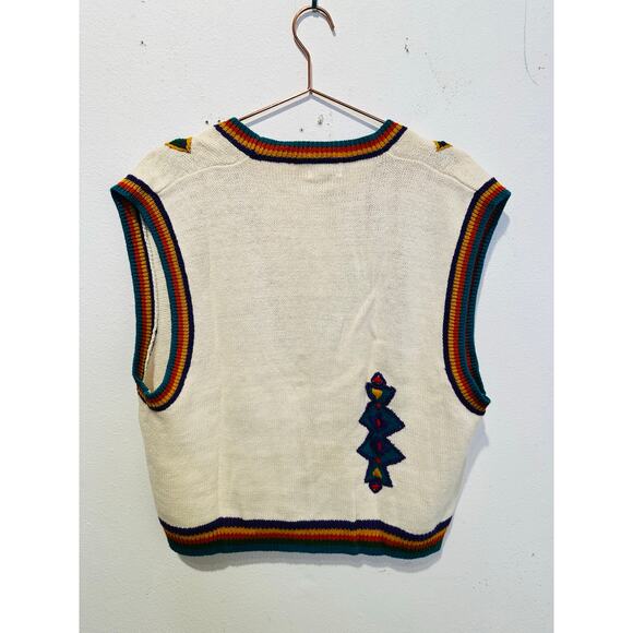 Vintage Napa Valley Rainbow Aztec Copper Button Sweater Vest Size Extra Large - Picture 2 of 9